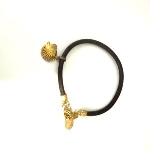Black leather charm bracelet